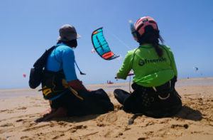 Kite controle on the beach