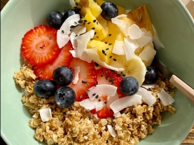 Petit-déjeuner et après session de kite pour le coucher de soleil face à la mer, au Papaya Cafe